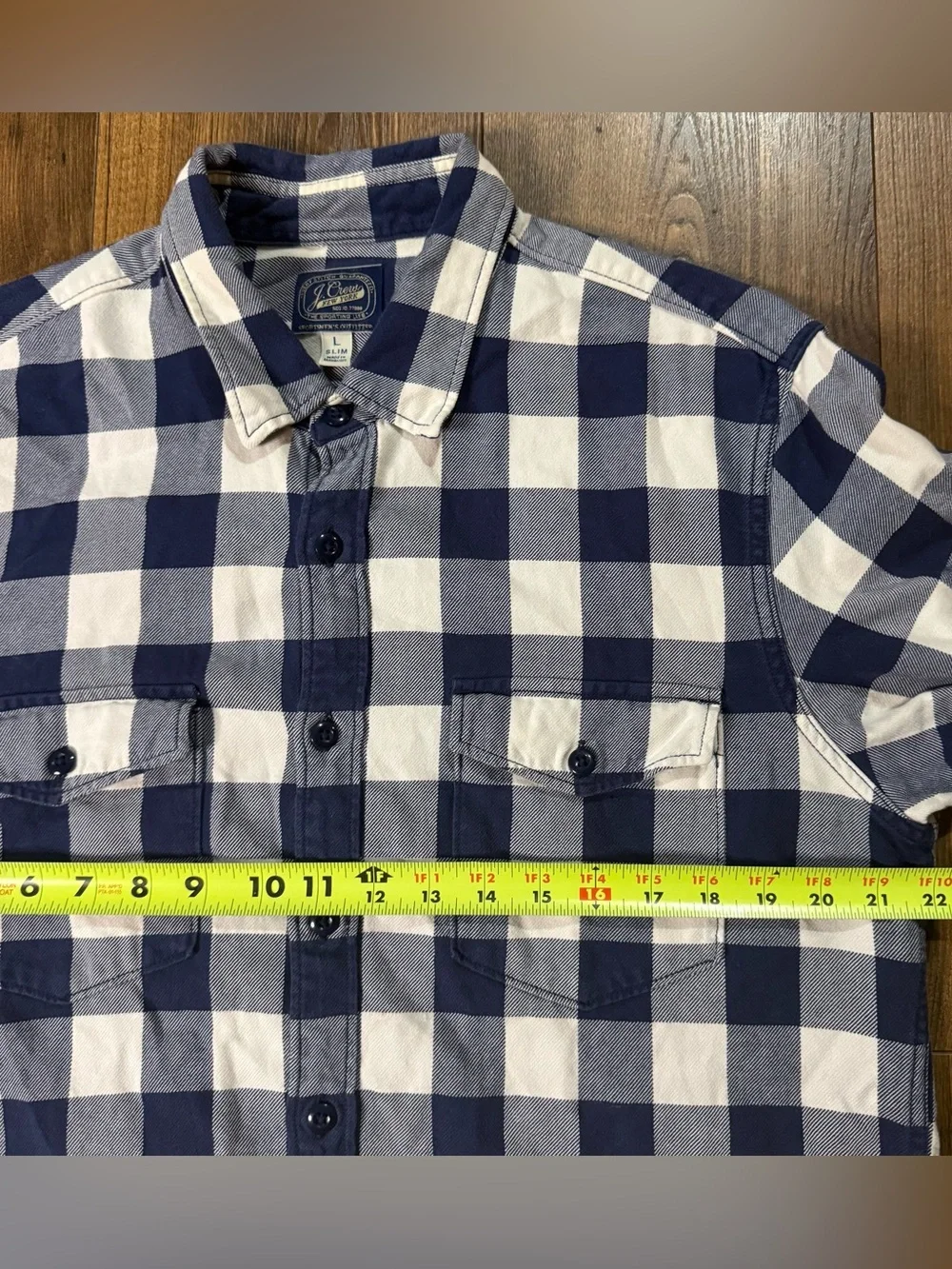 J.Crew Sportsmen’s Outfitters Plaid Shirt Men’s L Slim Blue White 100% Cotton